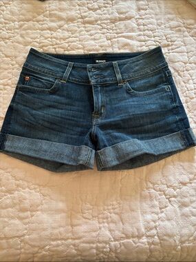 Hudson Jeans Dark Blue Rolled-Hem Denim Shorts